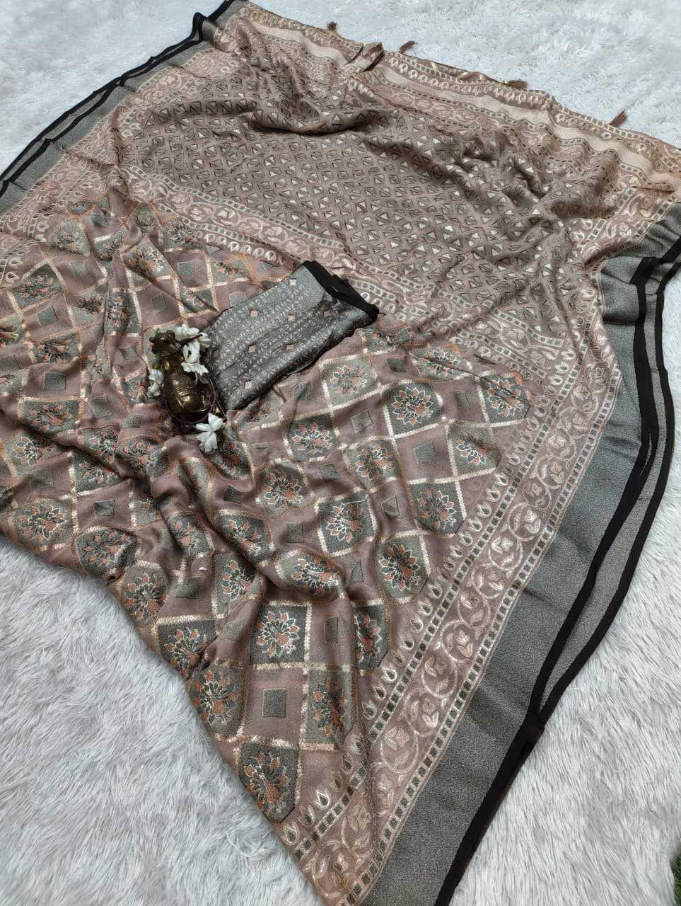 Dull Moss Designer Saree