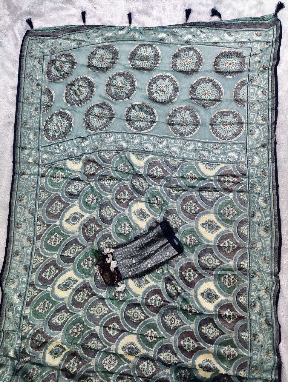 Dull Moss Designer Saree