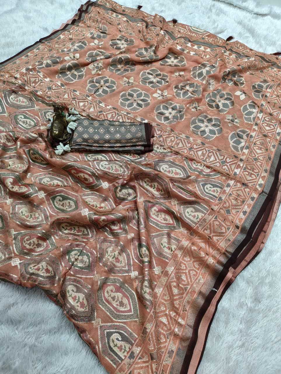 Dull Moss Designer Saree