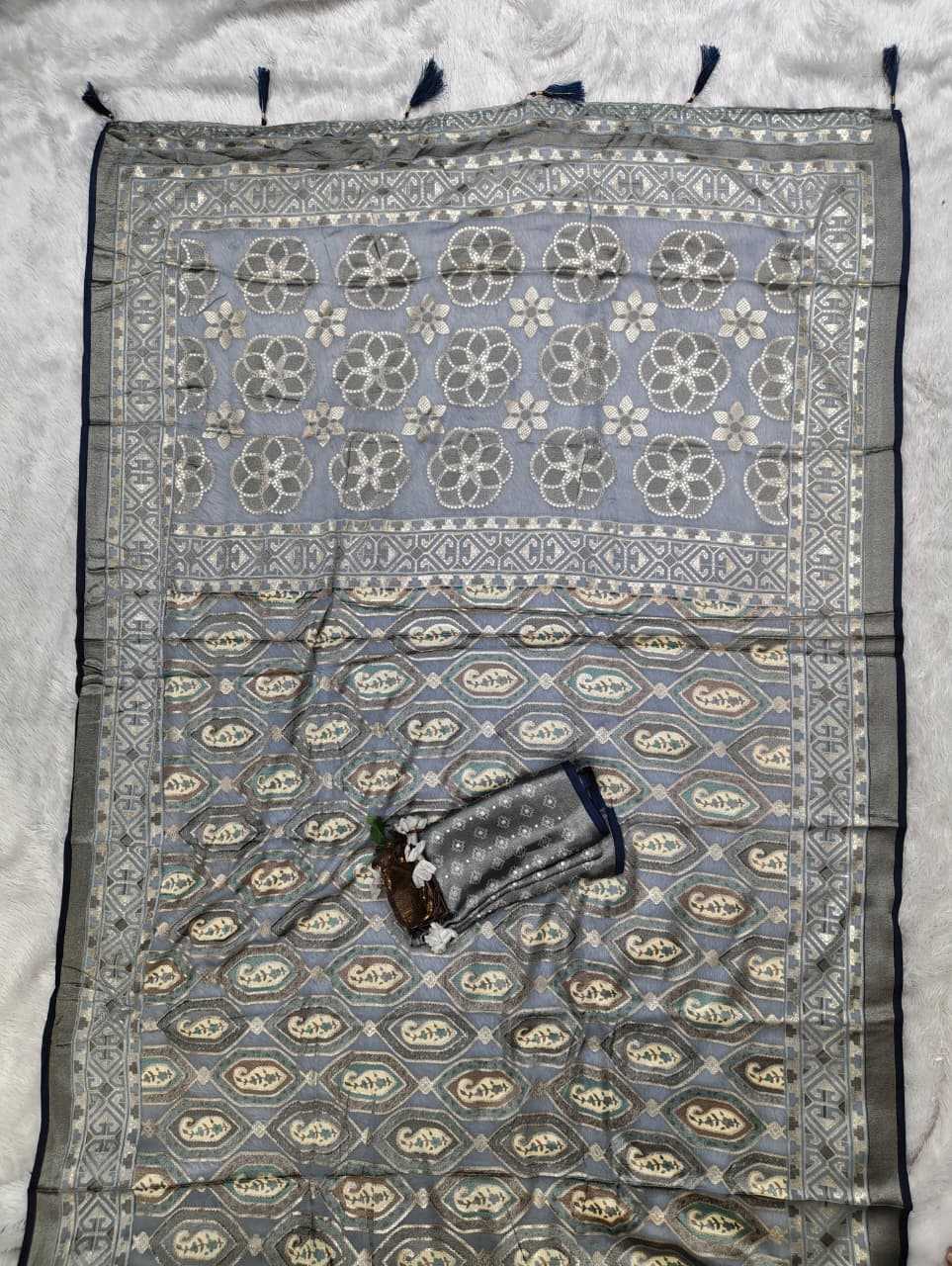 Dull Moss Designer Saree