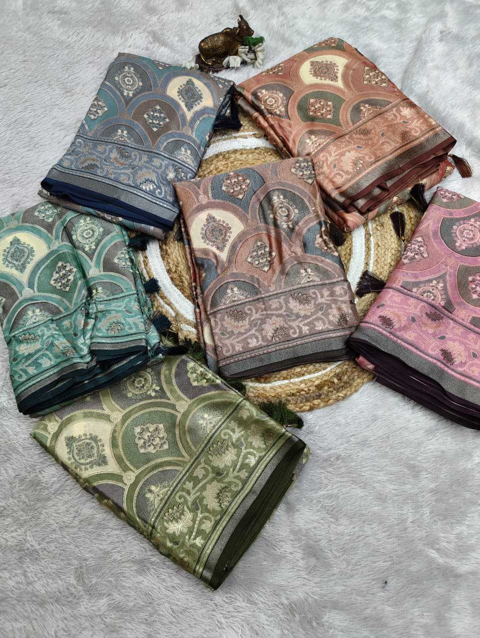 Dull Moss Designer Saree