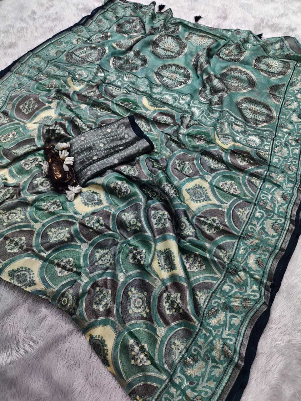 Dull Moss Designer Saree