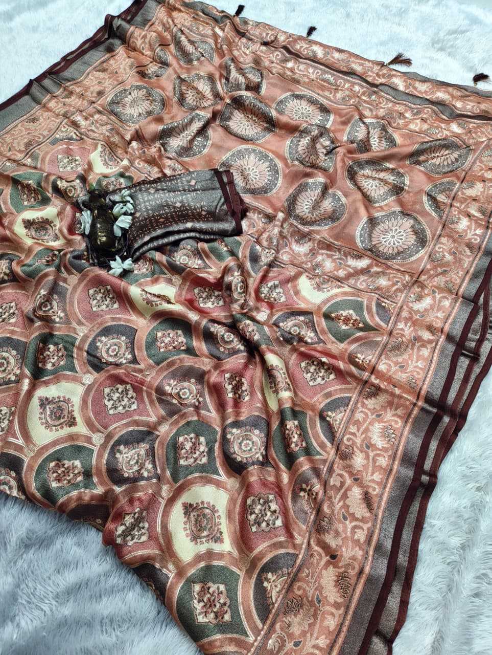 Dull Moss Designer Saree