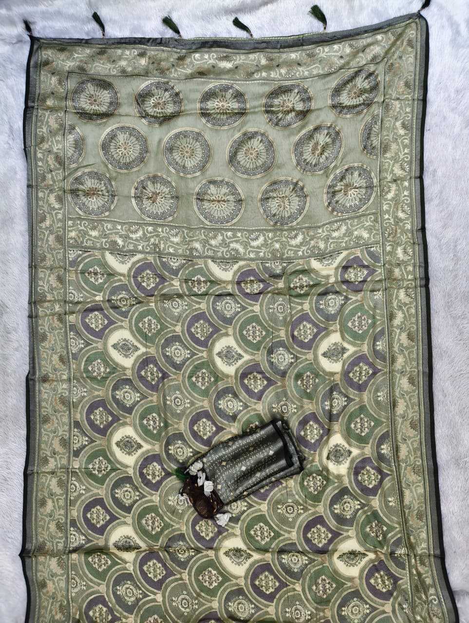 Dull Moss Designer Saree