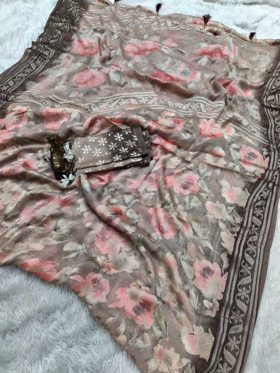 Dull Moss Designer Saree
