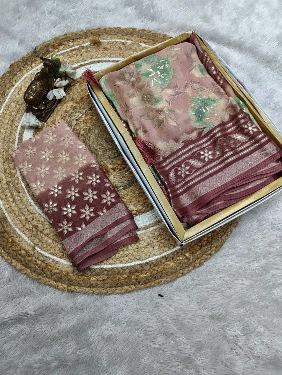 Dull Moss Designer Saree