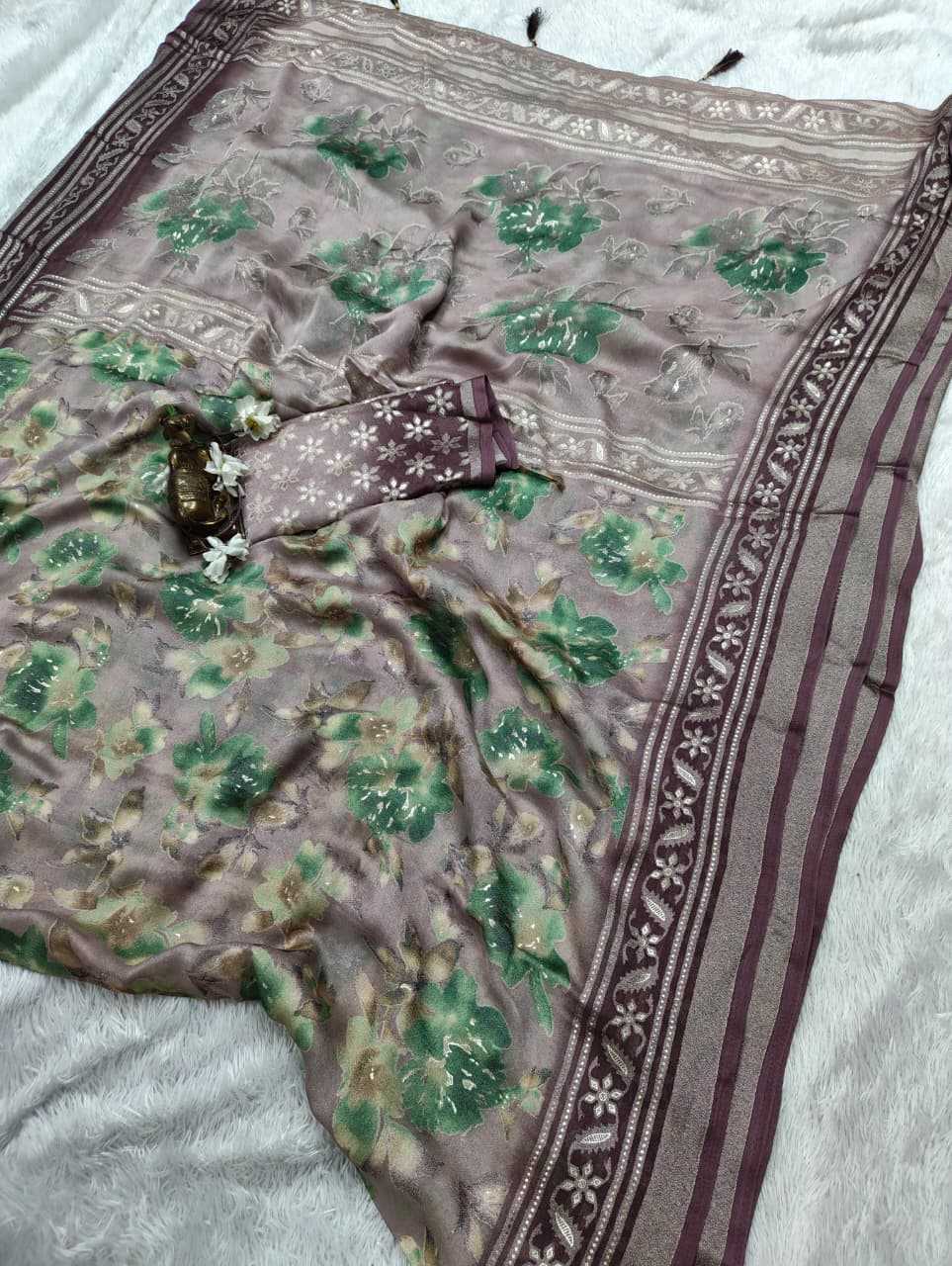 Dull Moss Designer Saree