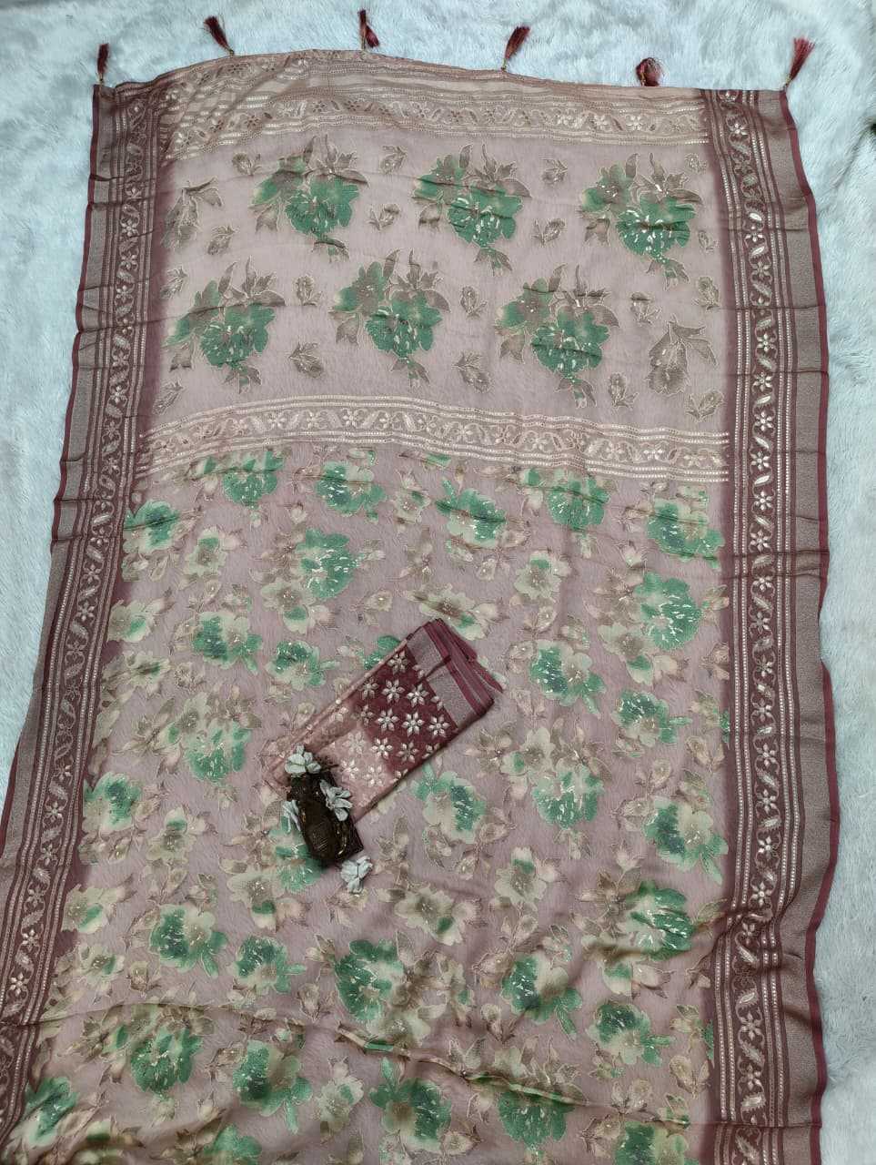 Dull Moss Designer Saree