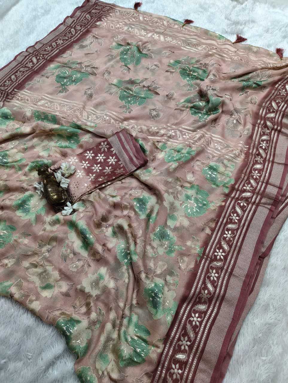 Dull Moss Designer Saree