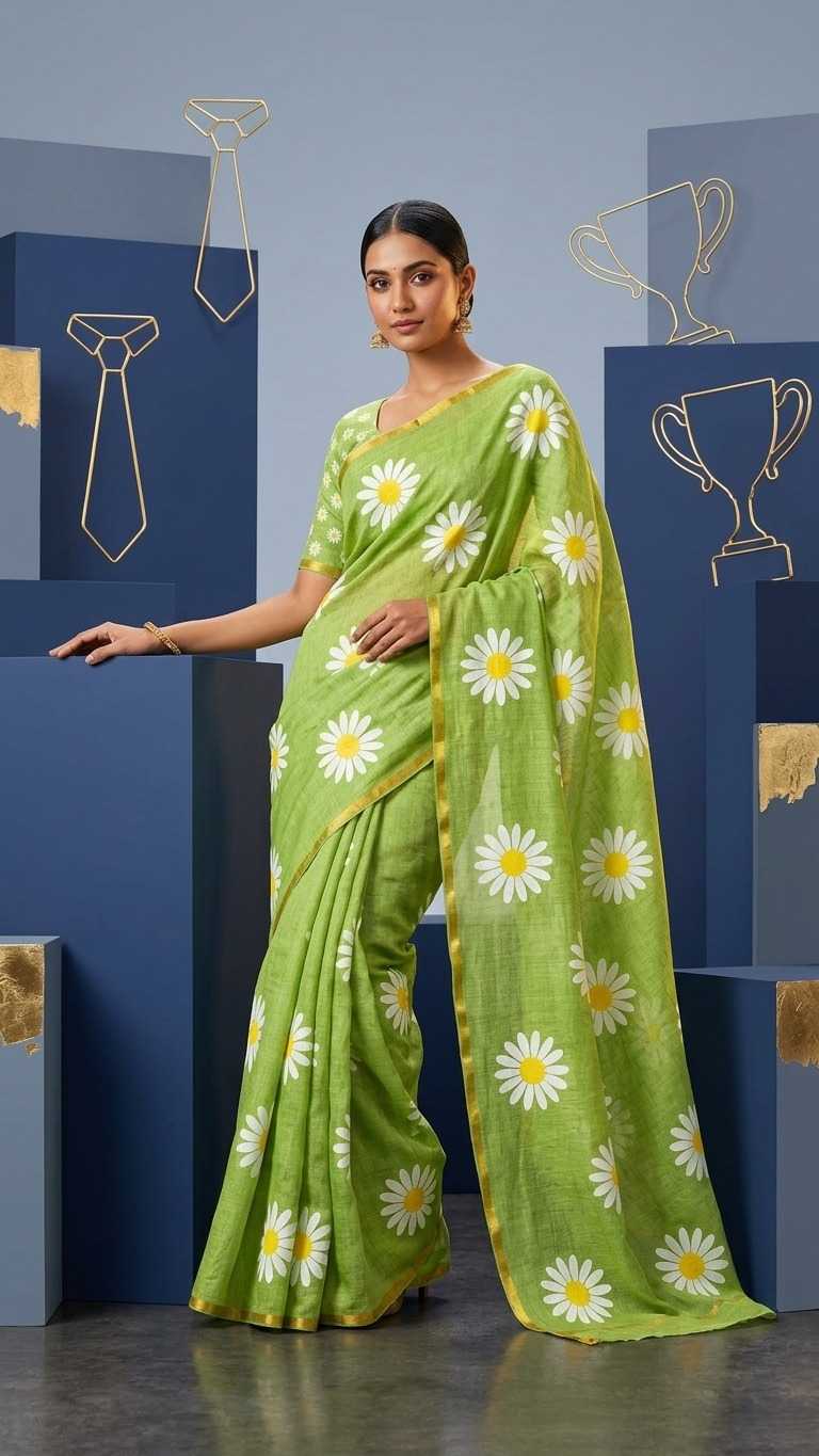 Linen Printed Saree