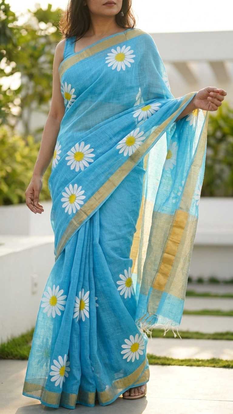 Linen Printed Saree