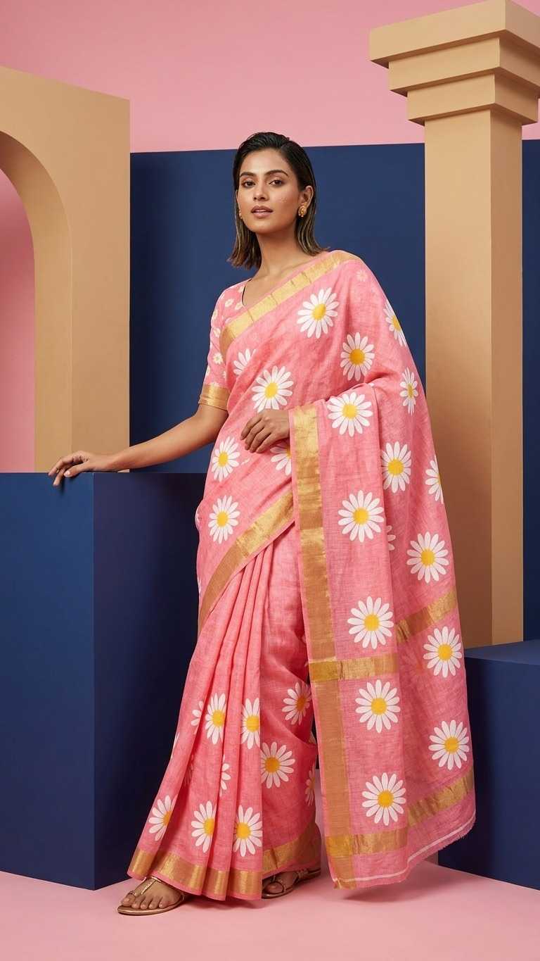 Linen Printed Saree