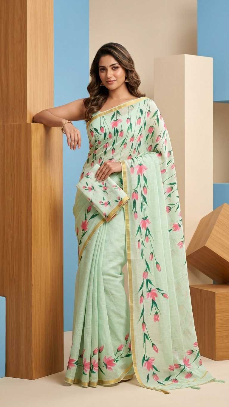 Linen Printed Saree