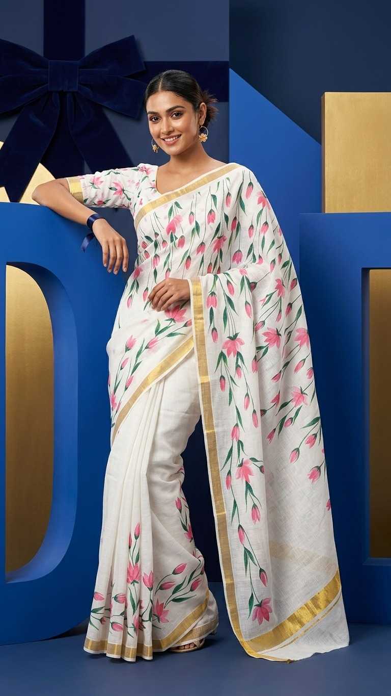 Linen Printed Saree