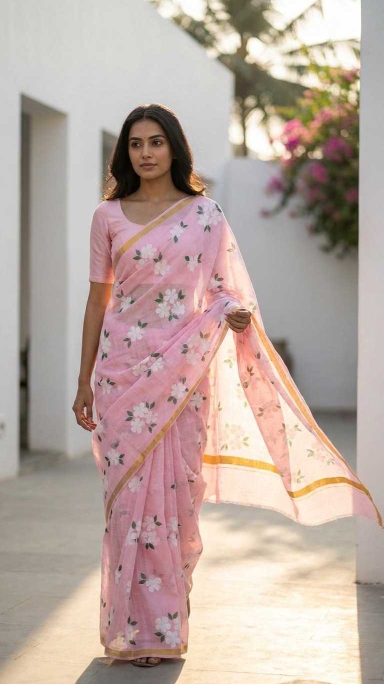 Linen Printed Saree