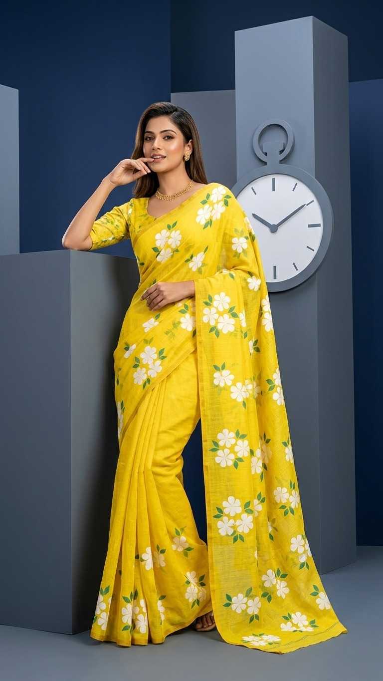 Linen Printed Saree