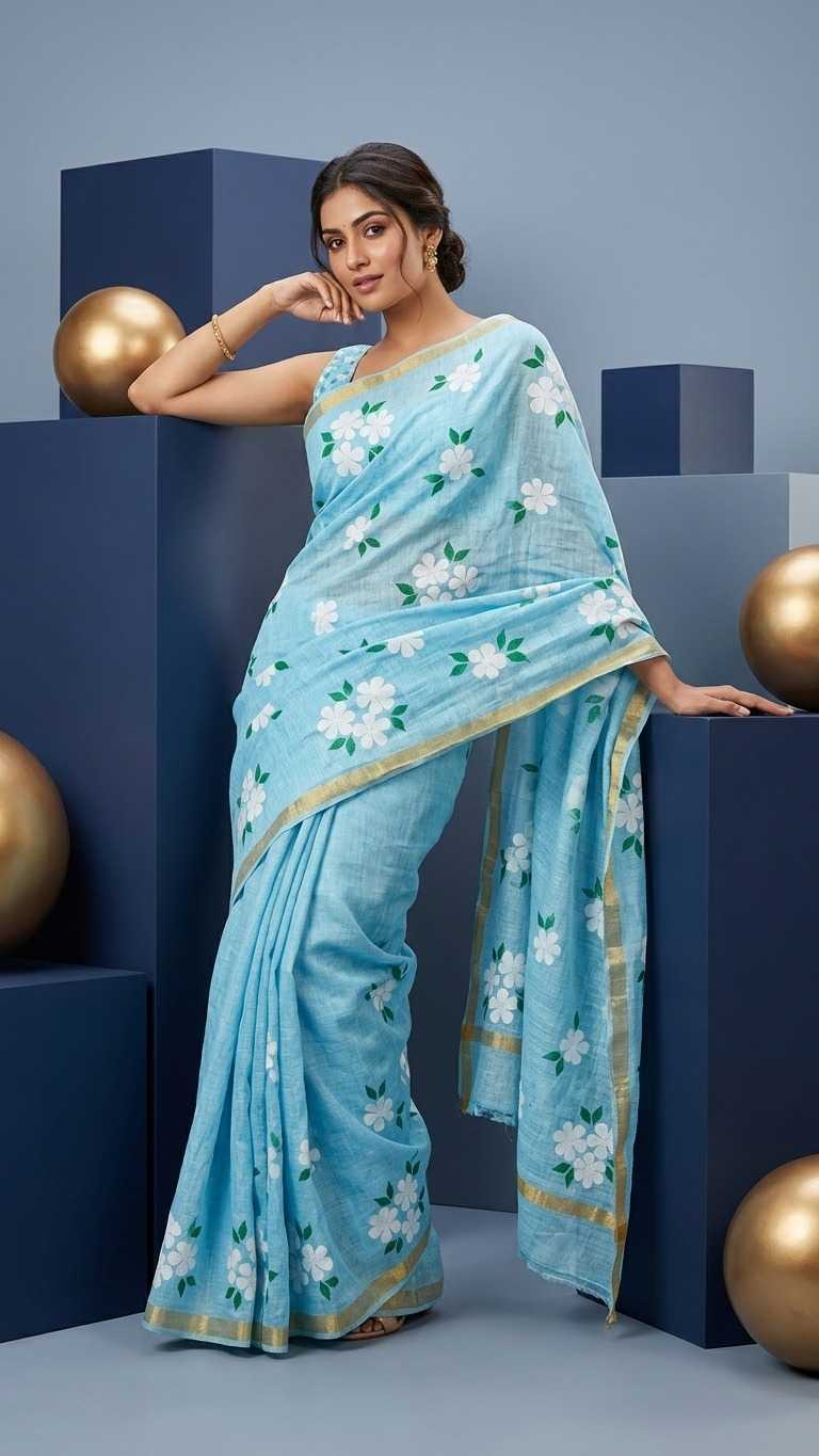 Linen Printed Saree