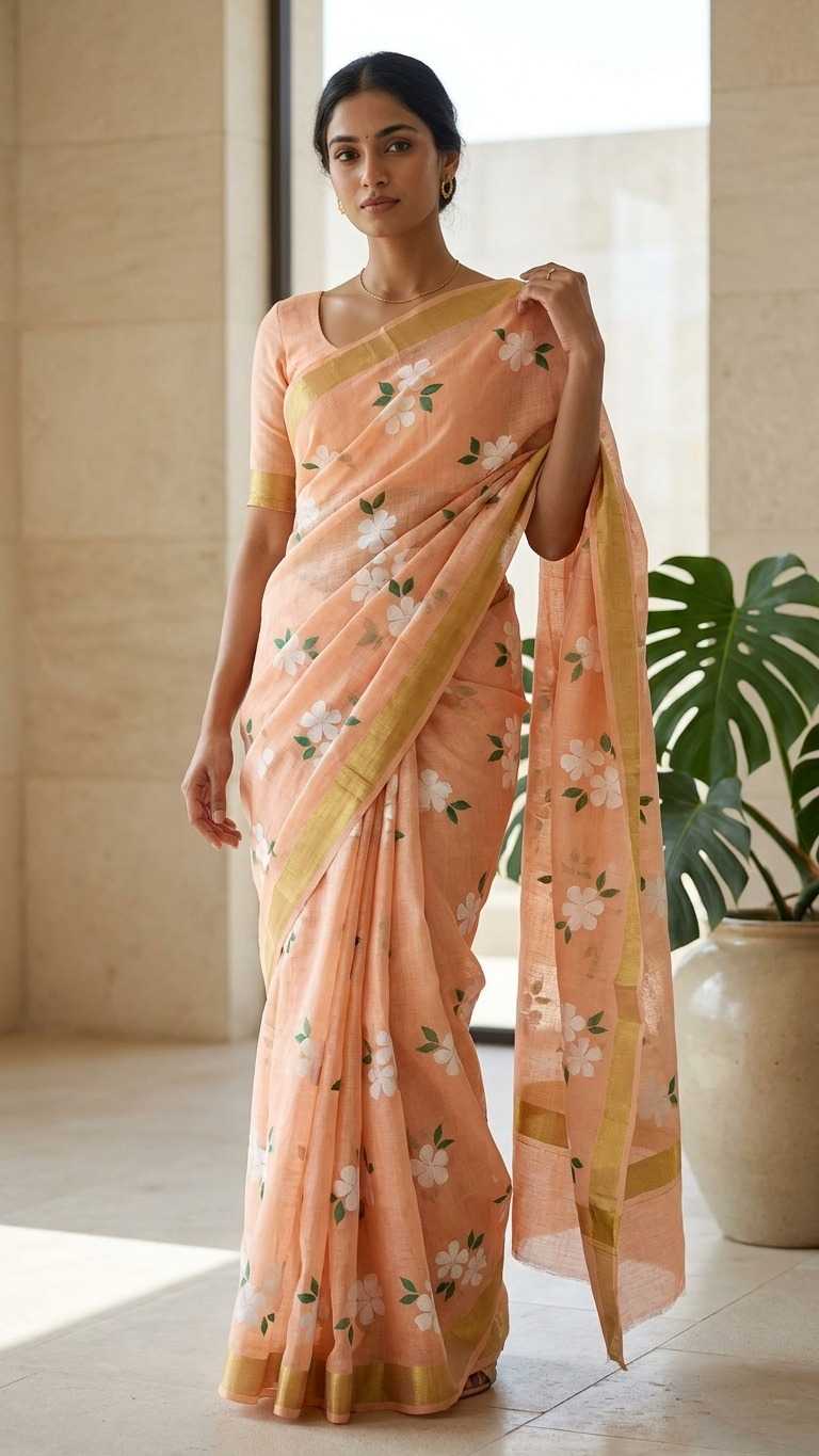 Linen Printed Saree