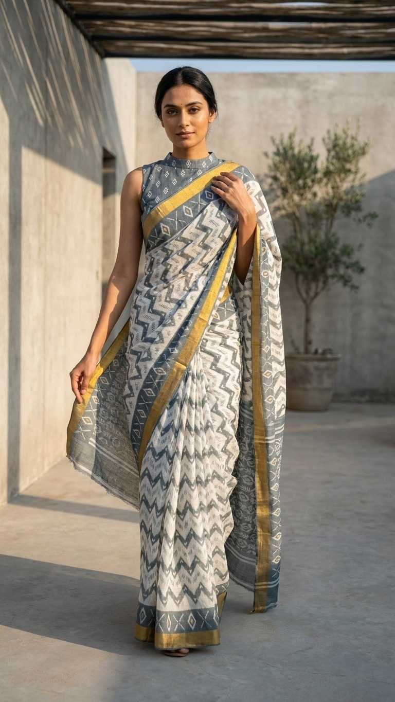 Linen Printed Saree