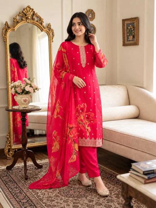 Chanderi Silk Ladies Suit