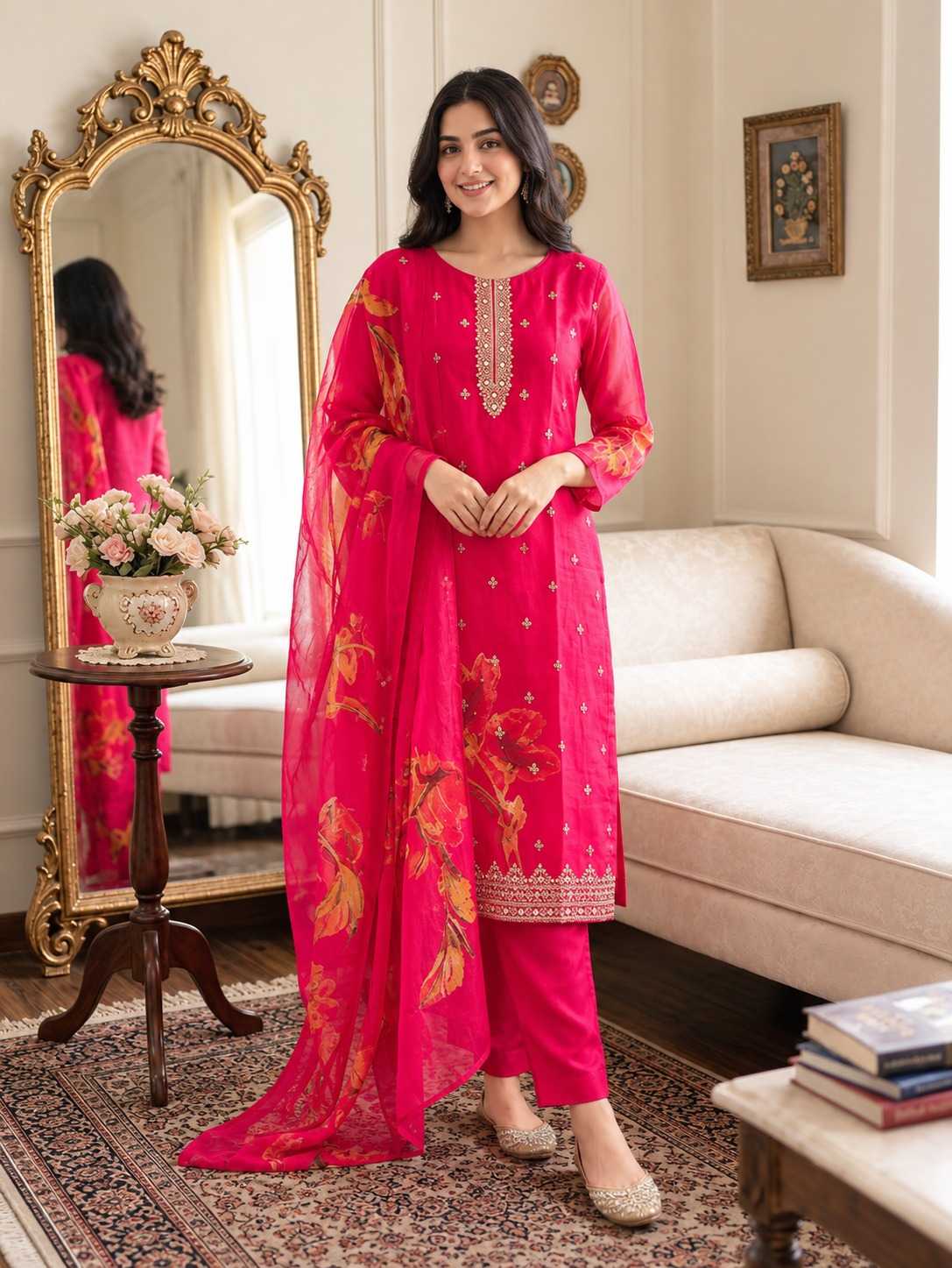 Chanderi Silk Printed Suit