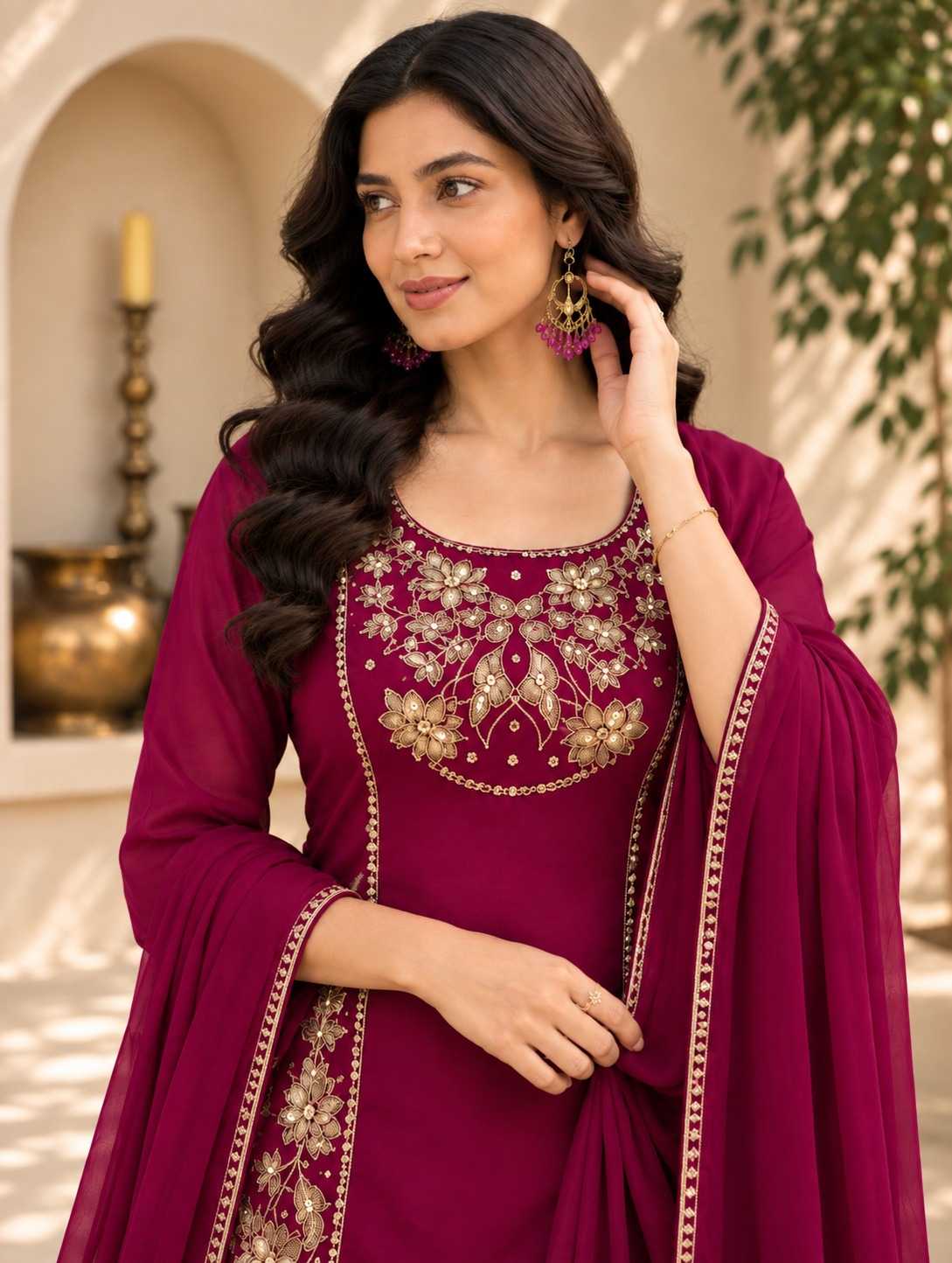 Fancy Palazzo Suit in Navy Blue