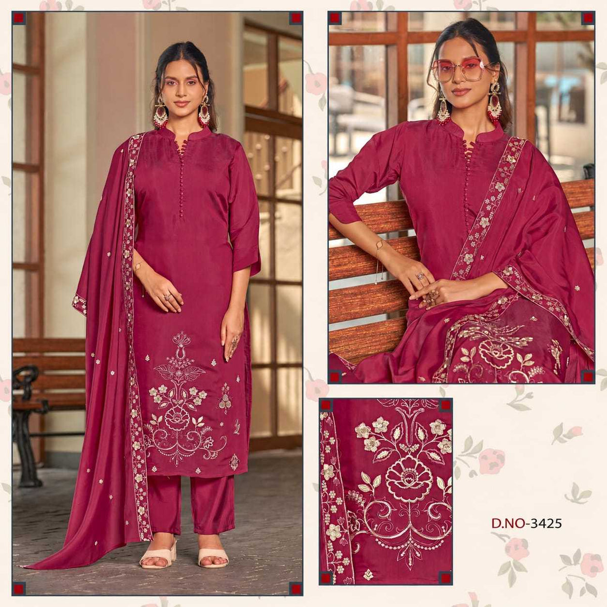 Chanderi Soft Embroidery Suit