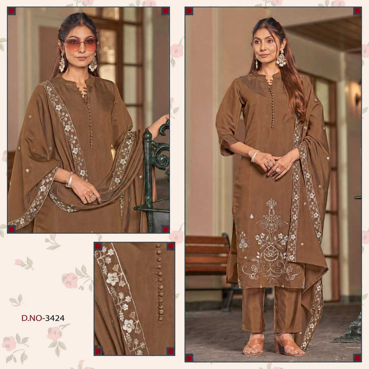 Chanderi Soft Embroidery Suit