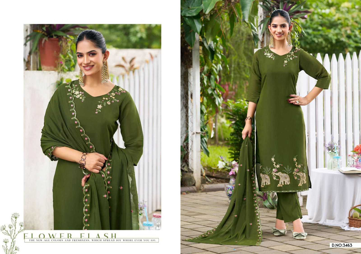 Chanderi Soft Embroidery Suit in Maroon
