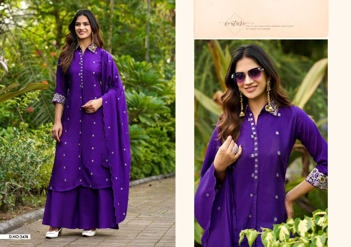 Soft Vichitra Sharara Salwar Suit