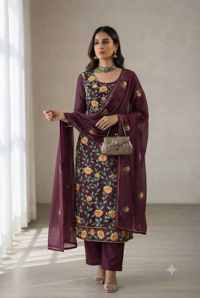Georgette Embroidery Suit in Rama