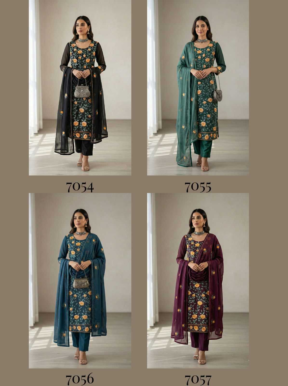 Georgette Embroidery Suit in Rama