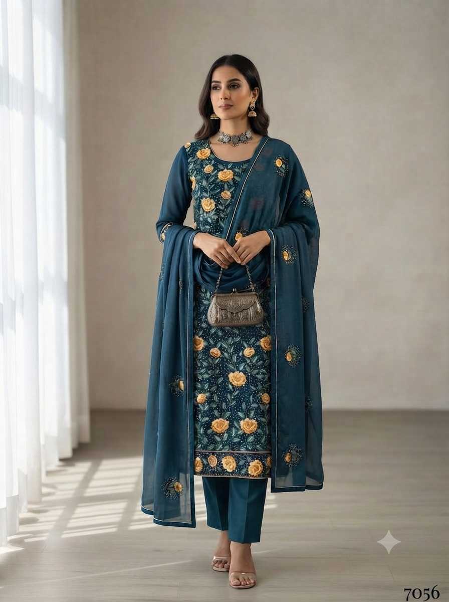 Georgette Embroidery Suit in Rama
