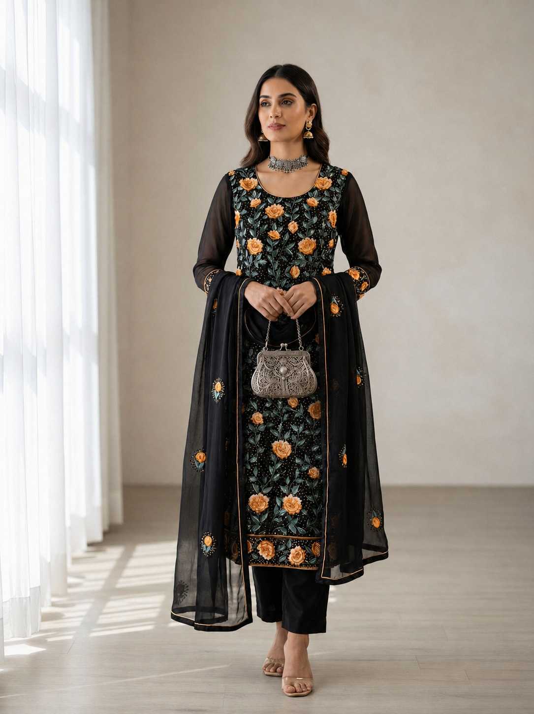 Georgette Embroidery Suit in Rama