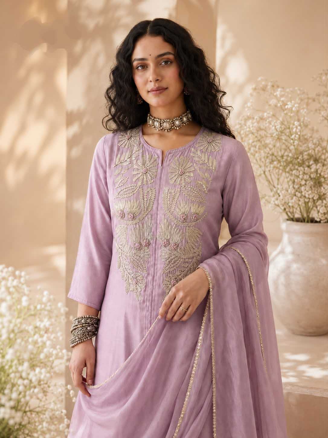 Heavy Roman Silk Ladies Suit