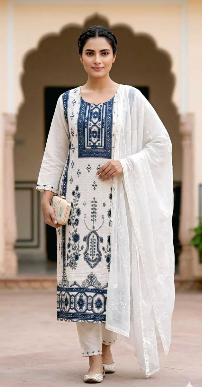 Kumb Sober Cotton Printed Suit in Brown
