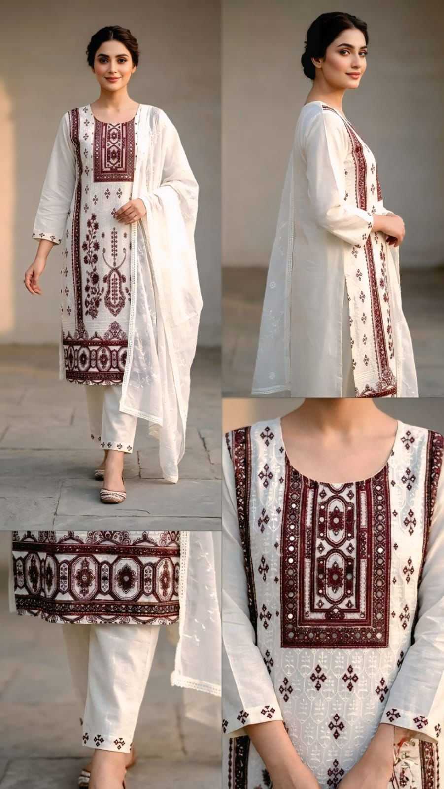 Kumb Sober Cotton Printed Suit in Brown