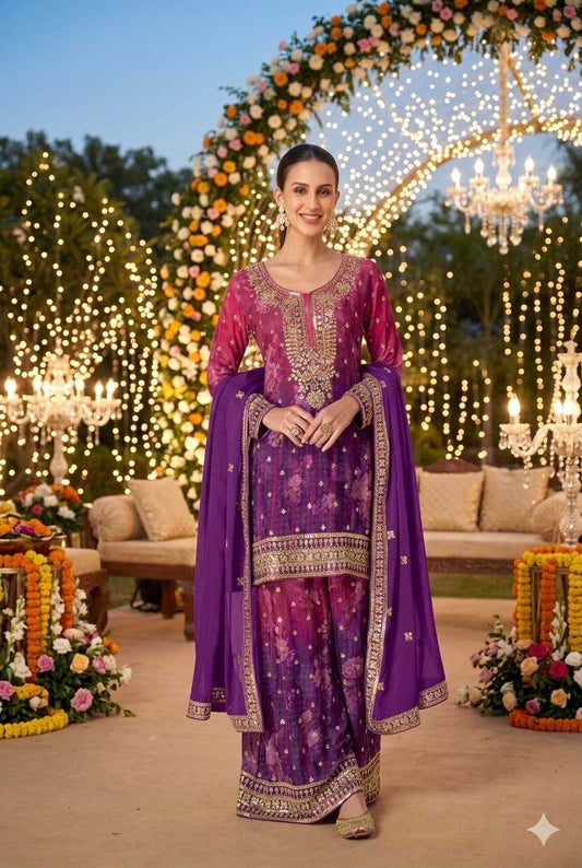 Kumudini Chinon Printed Suit