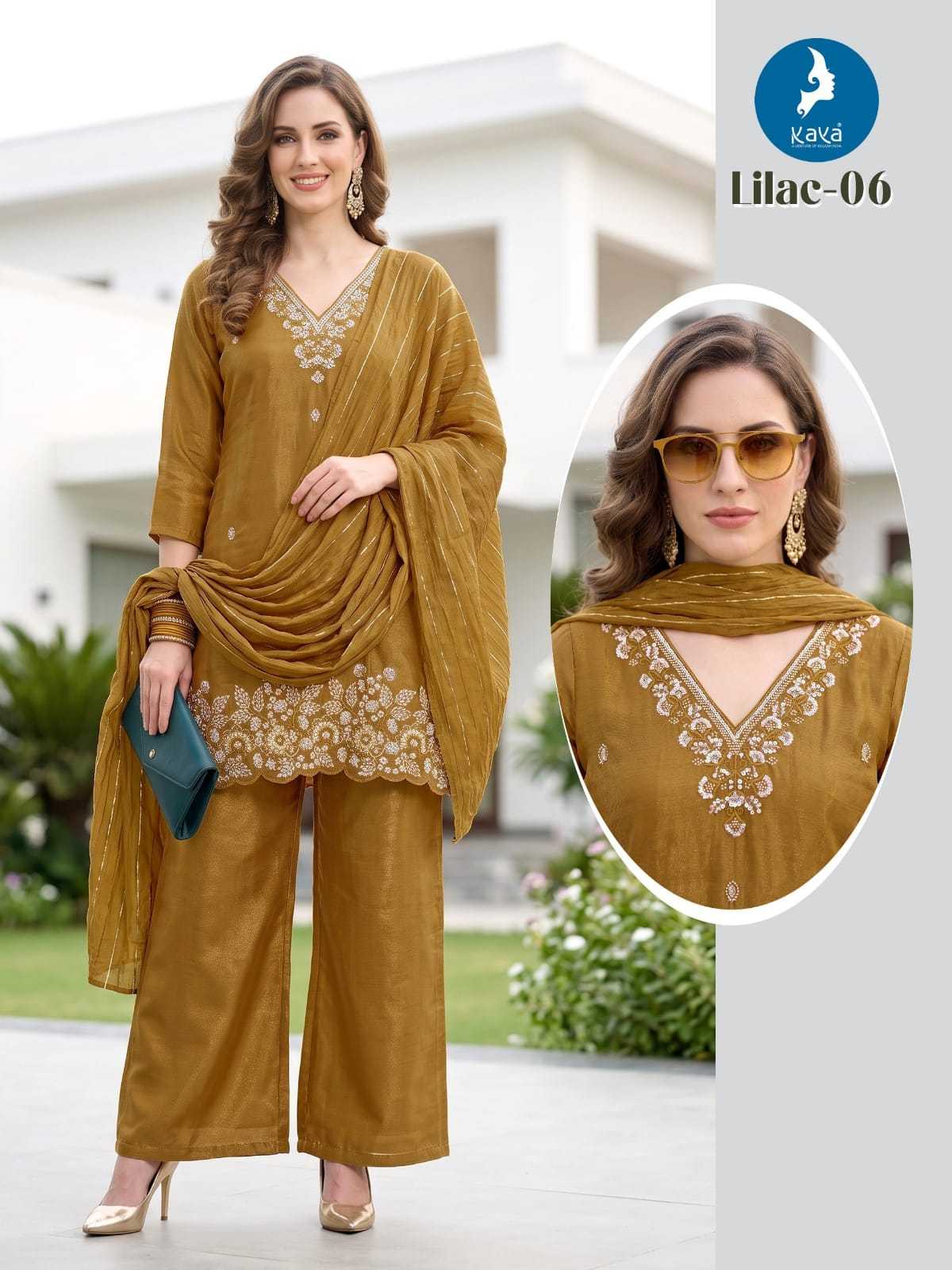 Lilac Heavy Roman Silk Ladies Suit