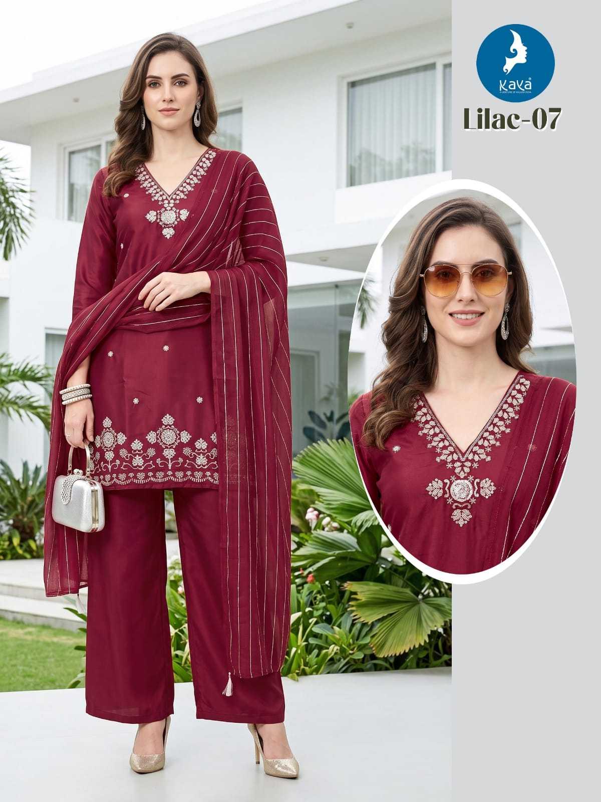 Lilac Heavy Roman Silk Ladies Suit