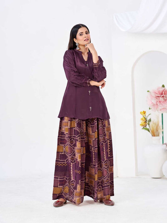 Veluora Crepe Silk Palazzo Suit