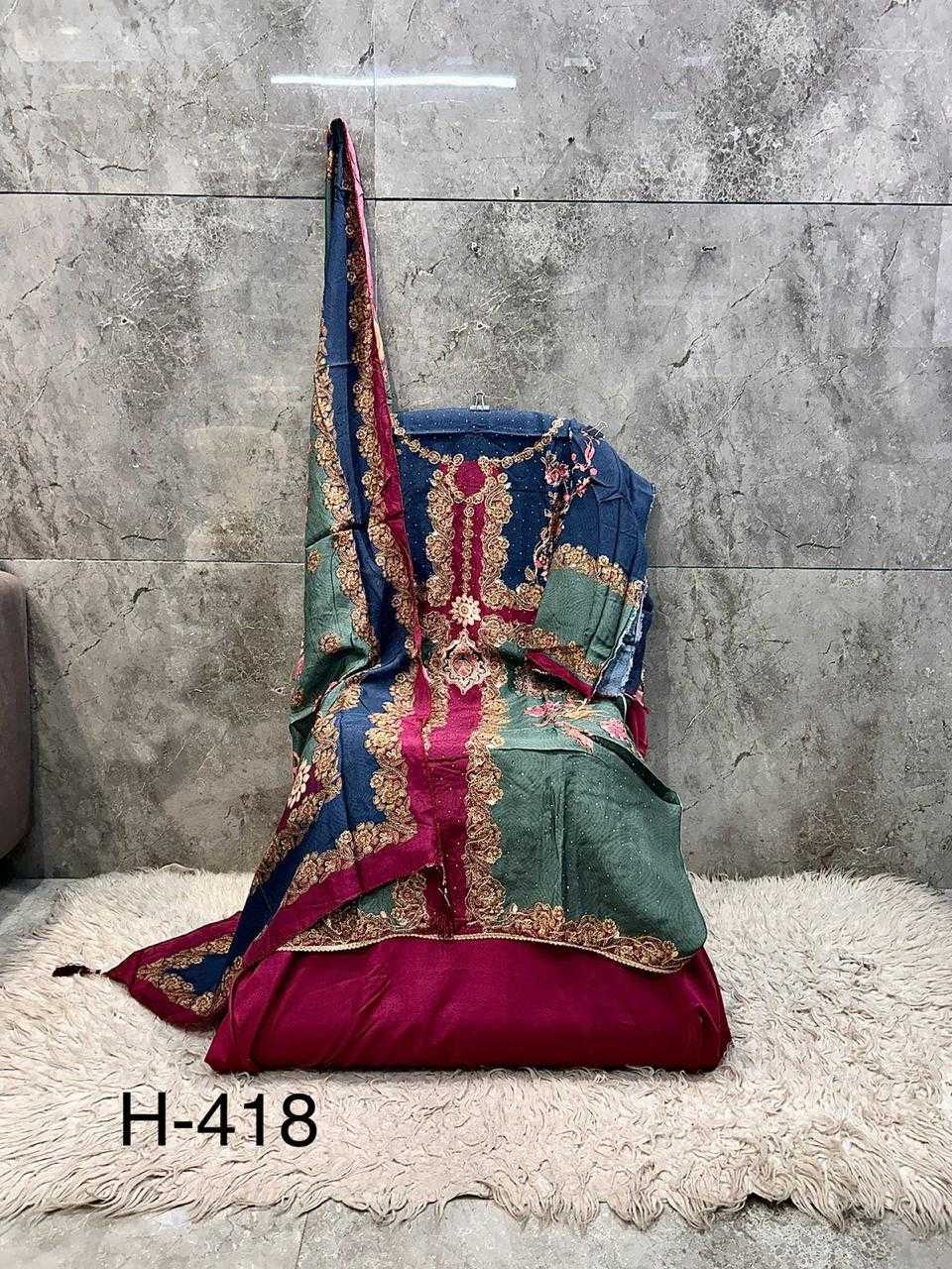 Muslin Ladies Suit in Rani