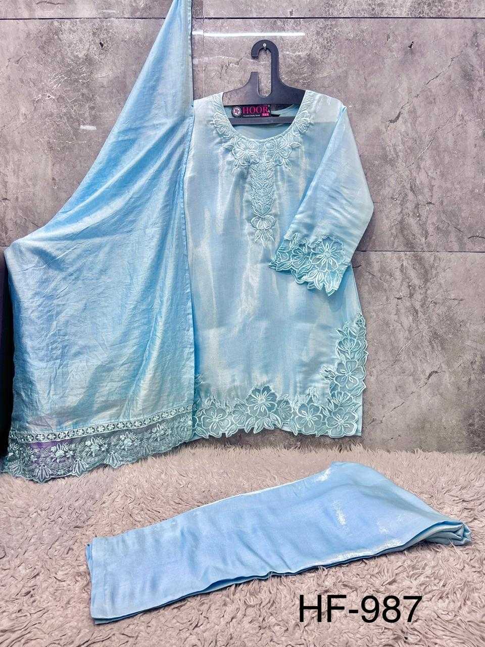 Heavy Roman Silk Ladies Suit in Sky Blue