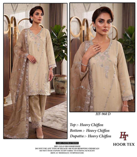 Chiffon Ladies Suit in Brown