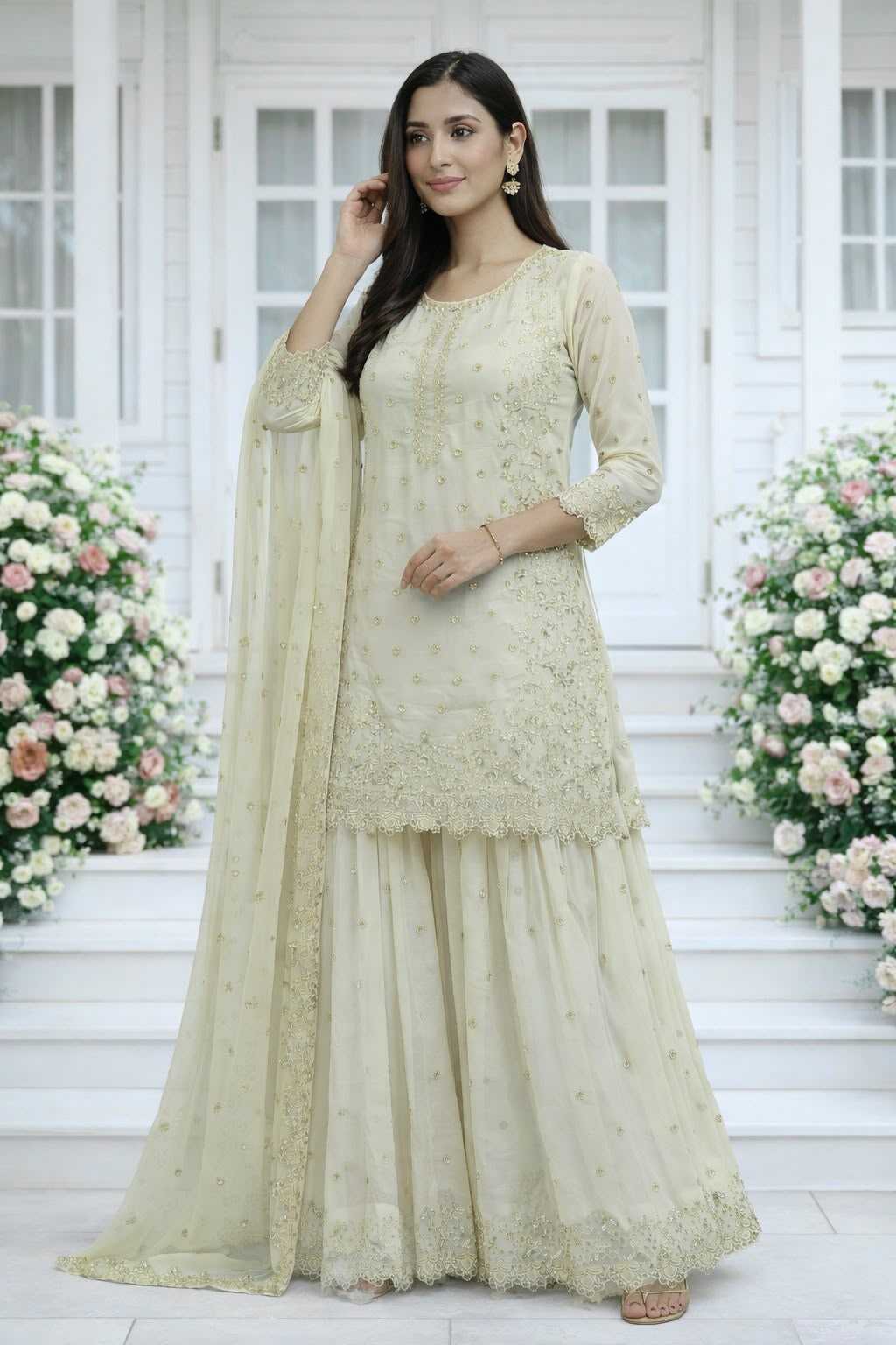 Faux Georgette Embroidery Suit