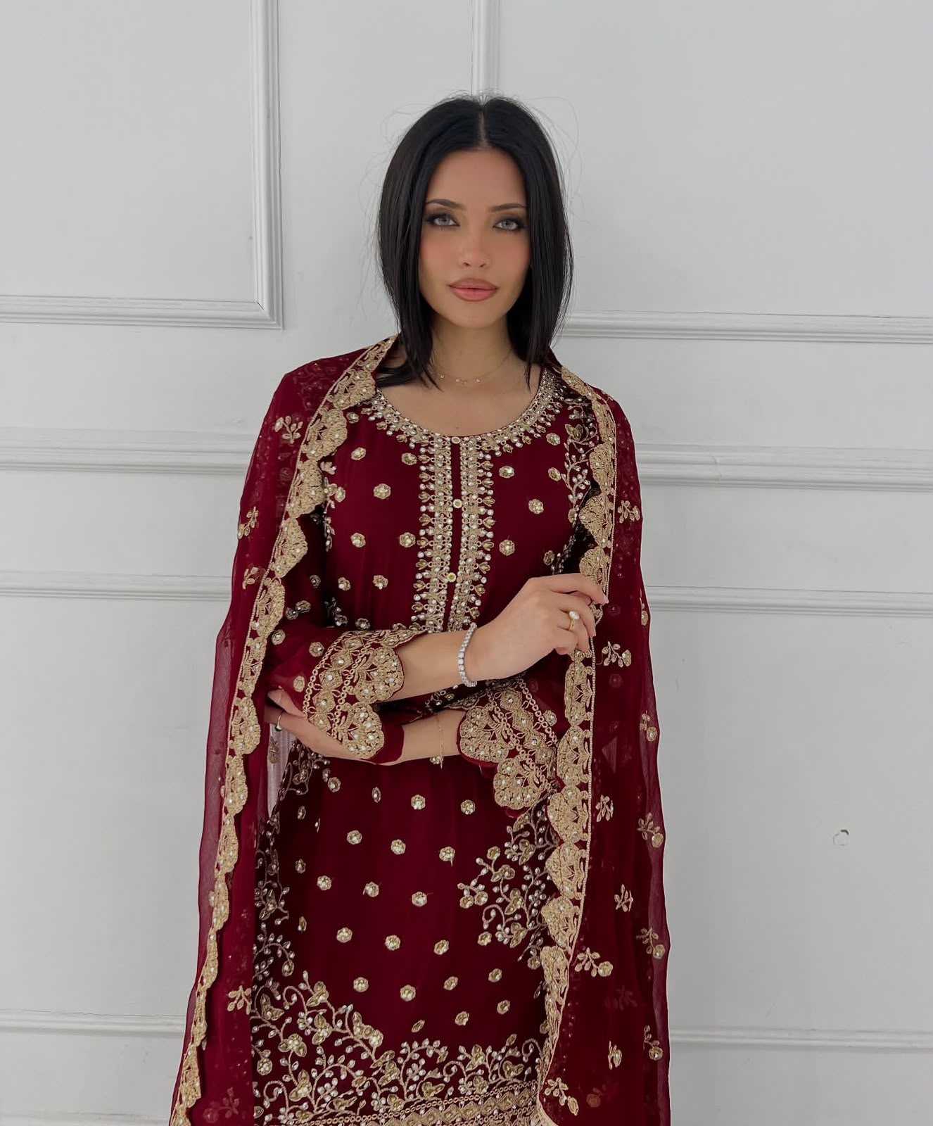 Faux Georgette Embroidery Suit