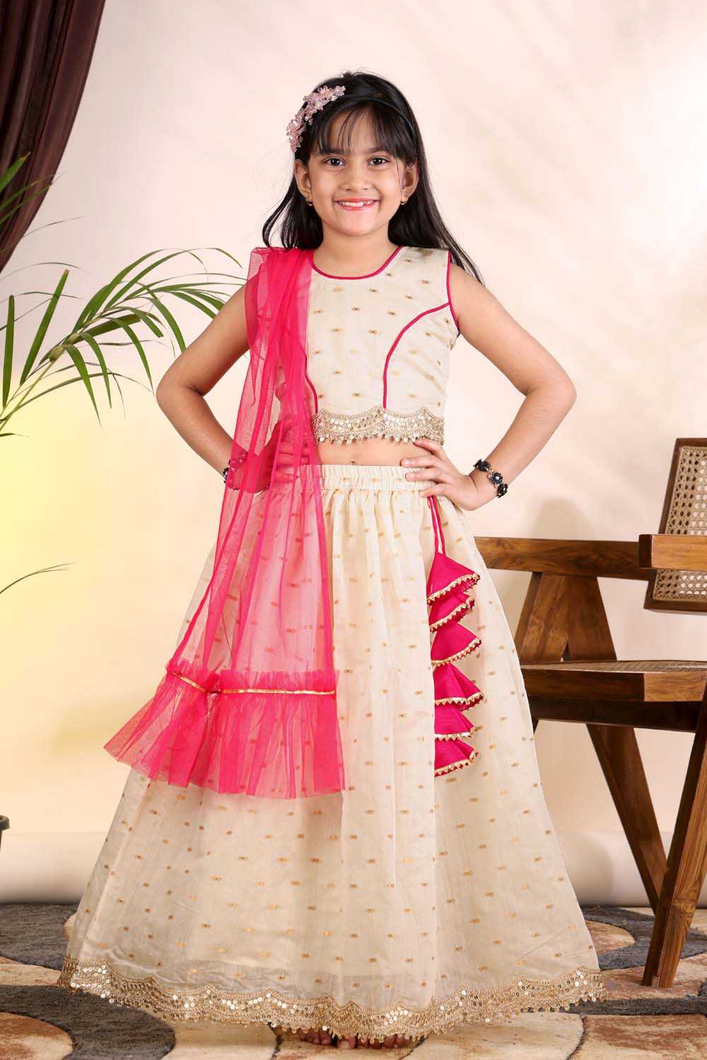 Chanderi Silk Kids Lehenga