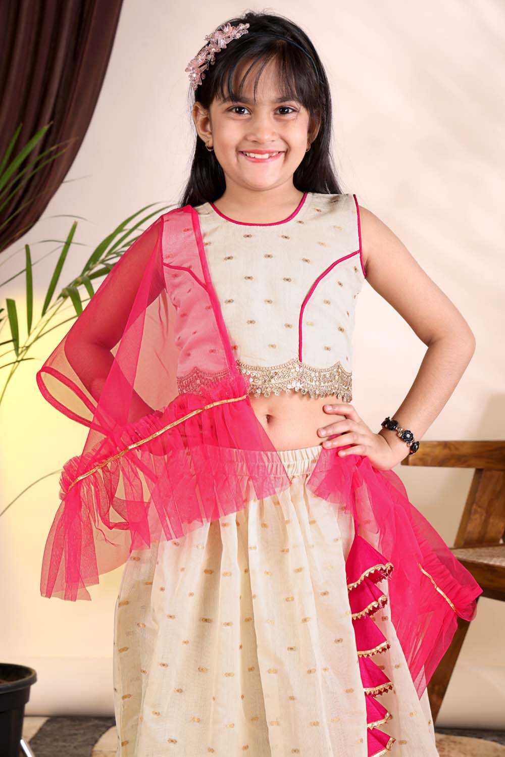 Chanderi Silk Kids Lehenga