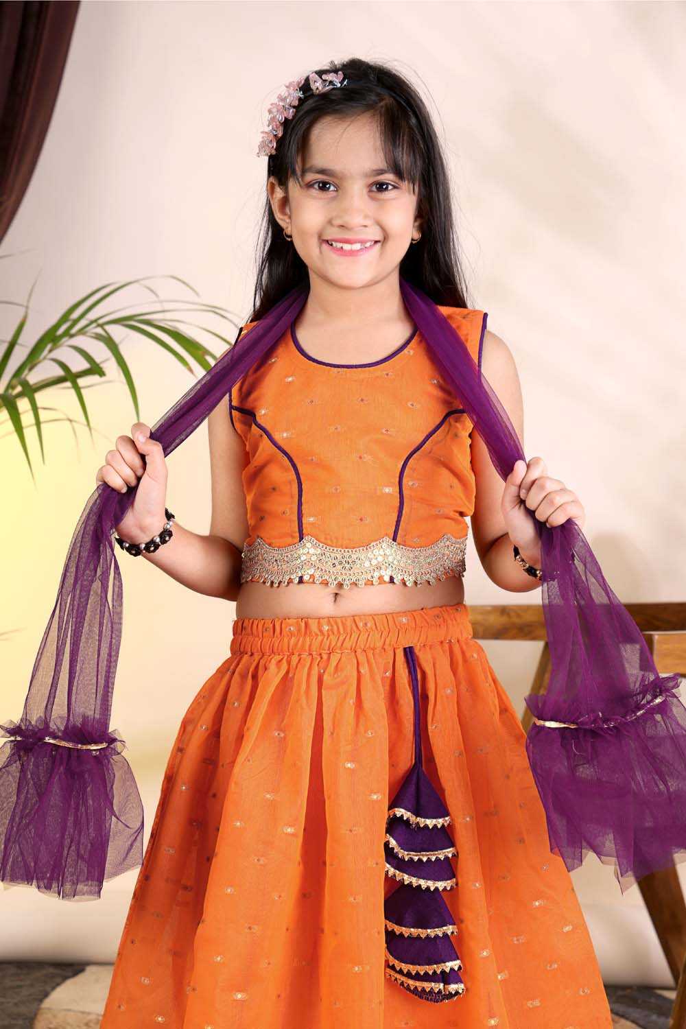 Chanderi Silk Kids Lehenga