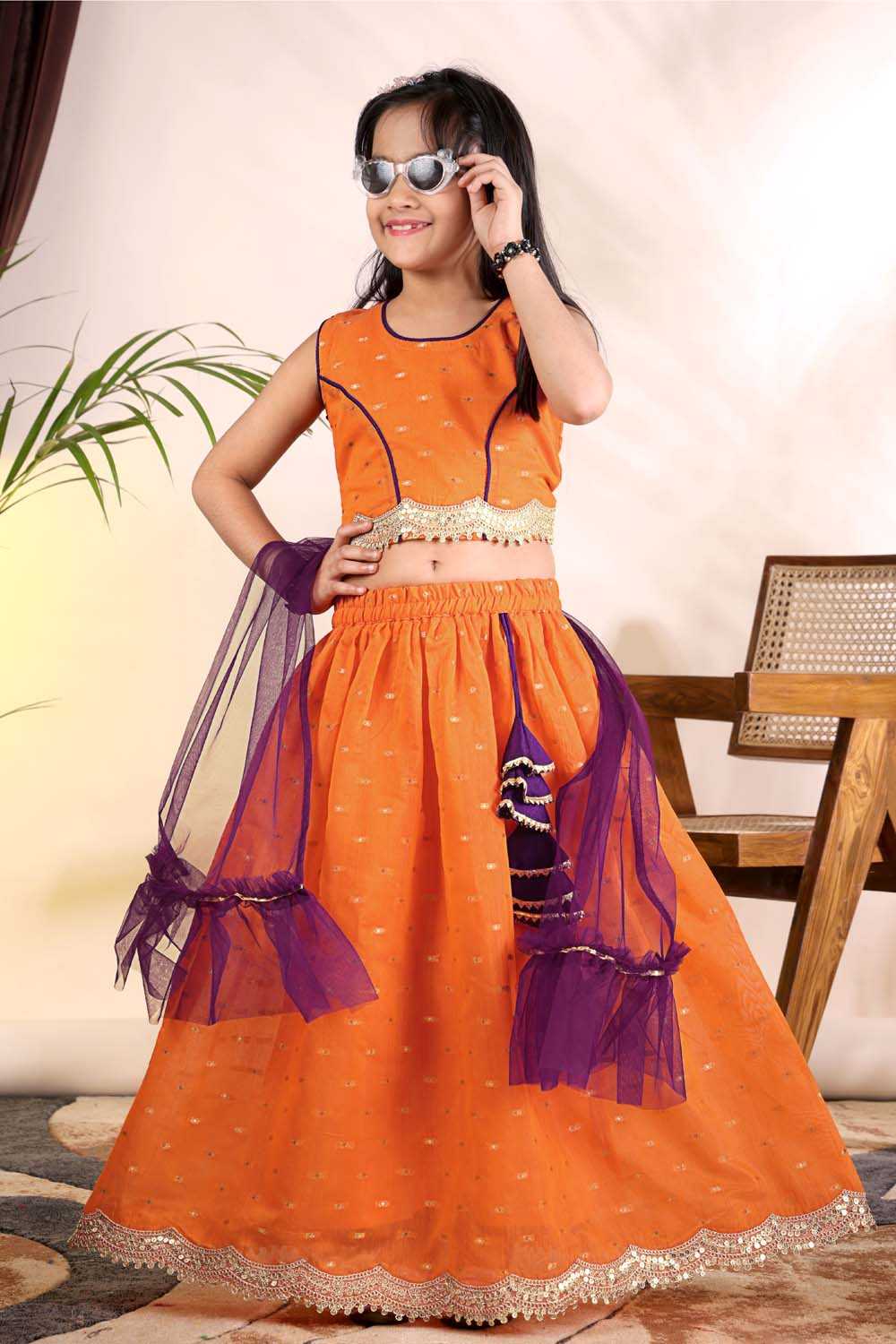 Chanderi Silk Kids Lehenga